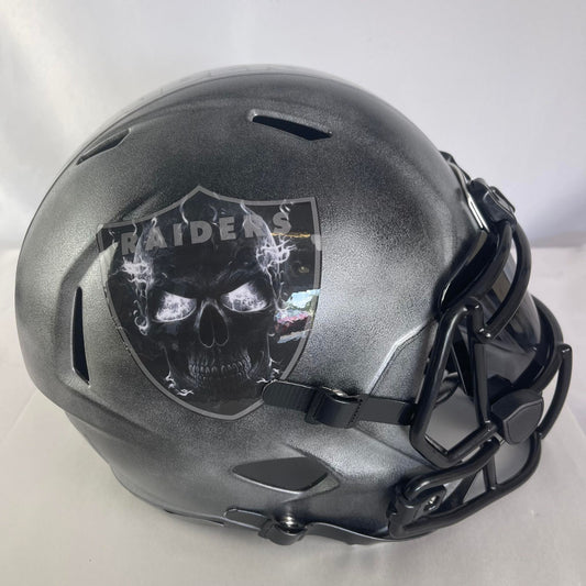 Las Vegas Raiders Custom Painted Full Size Replica Helmet on Black and Silver