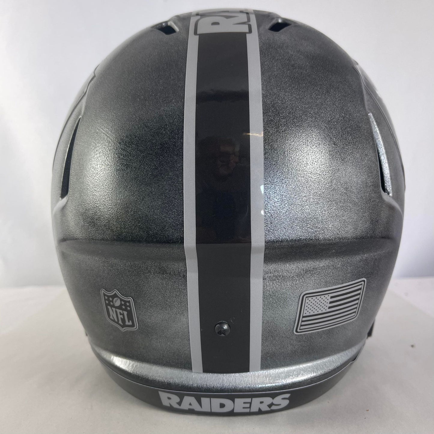 Las Vegas Raiders Custom Painted Full Size Replica Helmet on Black and Silver