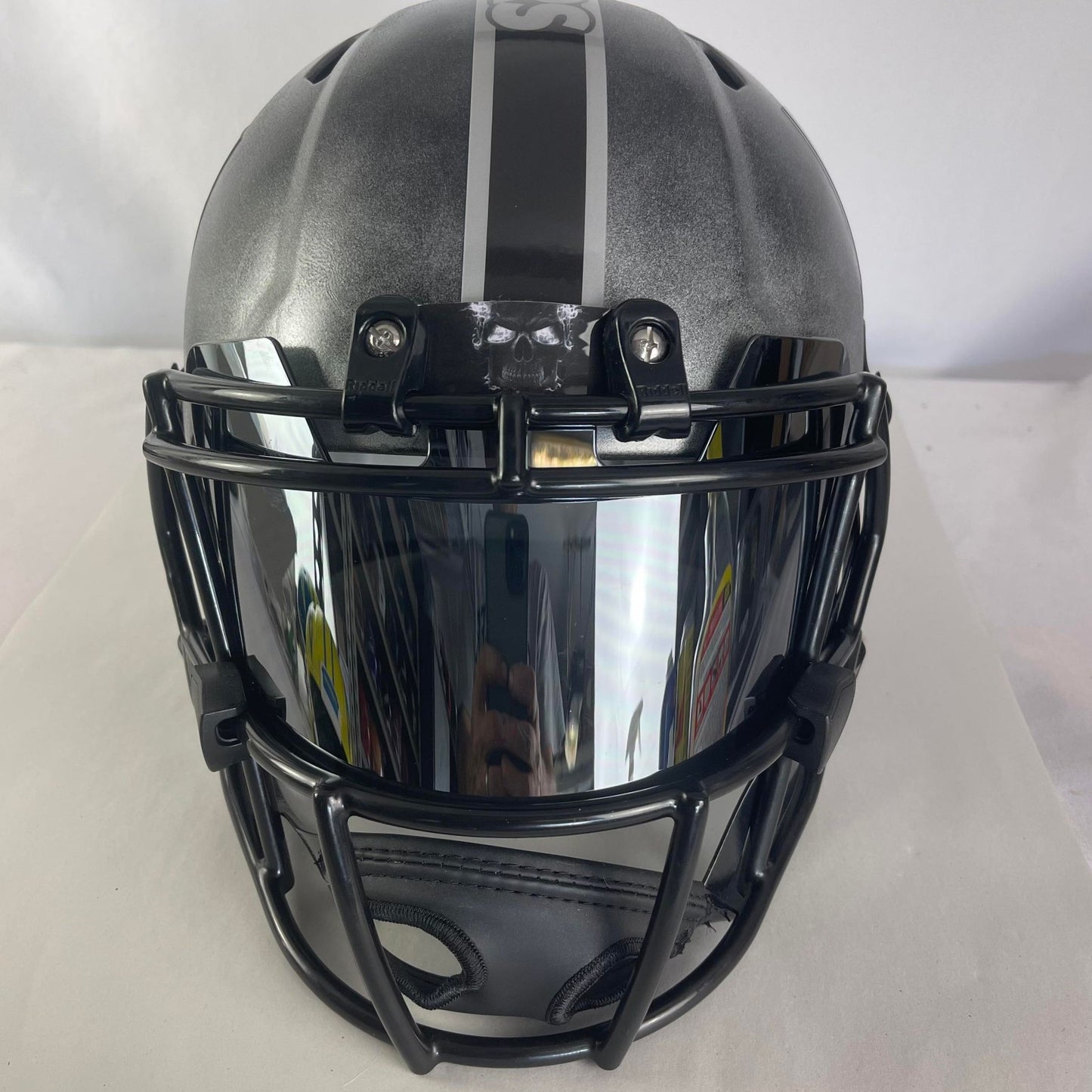 Las Vegas Raiders Custom Painted Full Size Replica Helmet on Black and Silver