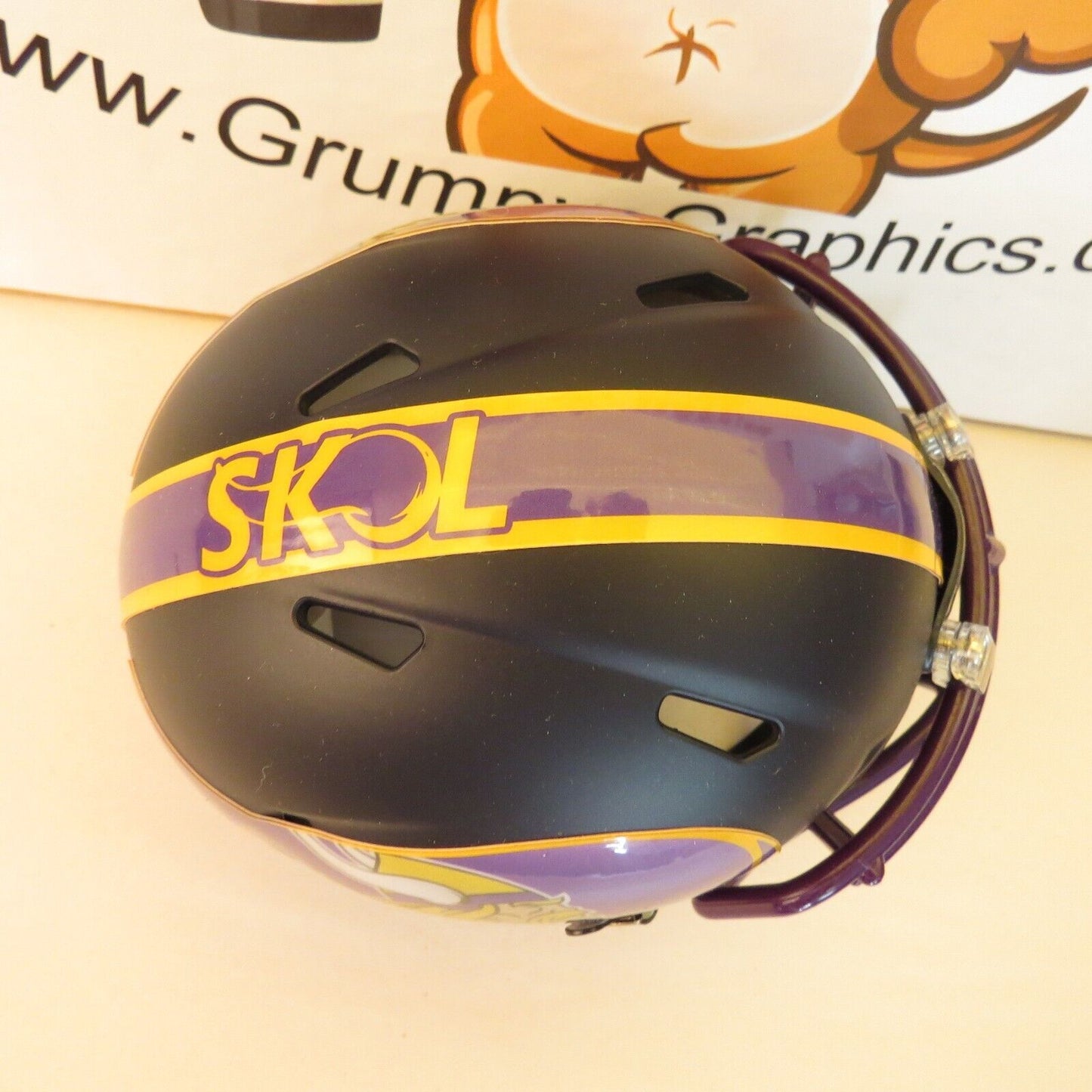 Minnesota Vikings Custom Mini Helmet Alternate decals on Black Matte