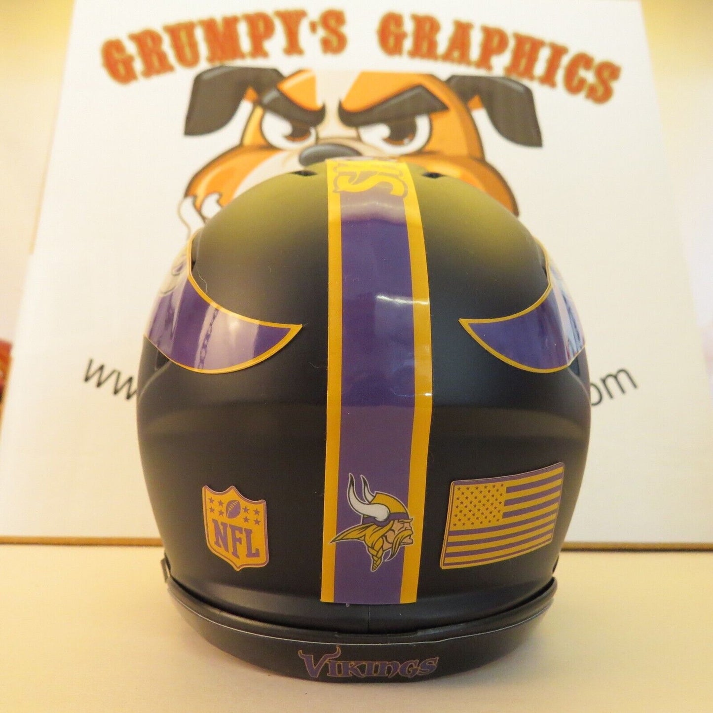 Minnesota Vikings Custom Mini Helmet Alternate decals on Black Matte