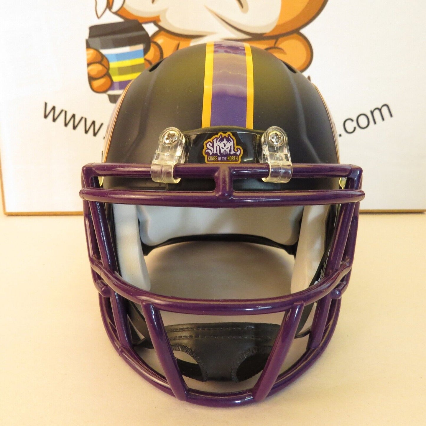 Minnesota Vikings Custom Mini Helmet Alternate decals on Black Matte