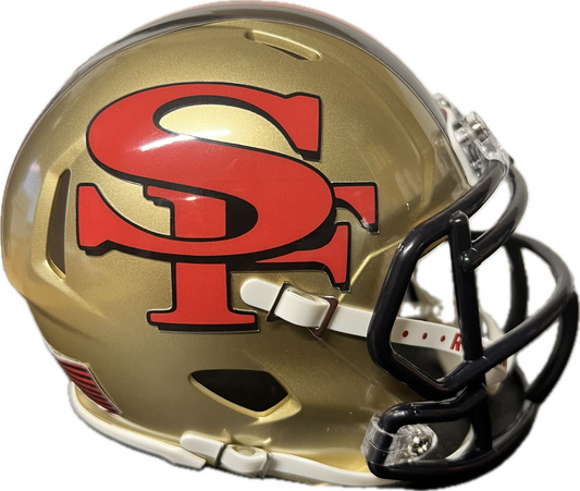 San Francisco 49ers Custom Mini Helmet Alternate decals on Gold