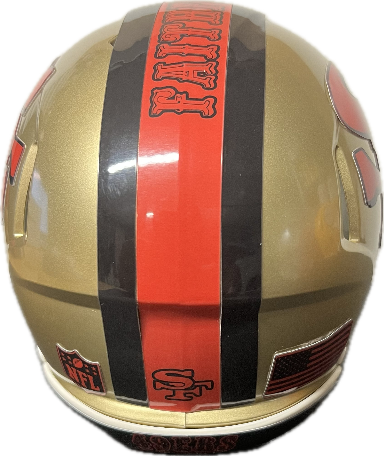 San Francisco 49ers Custom Mini Helmet Alternate decals on Gold