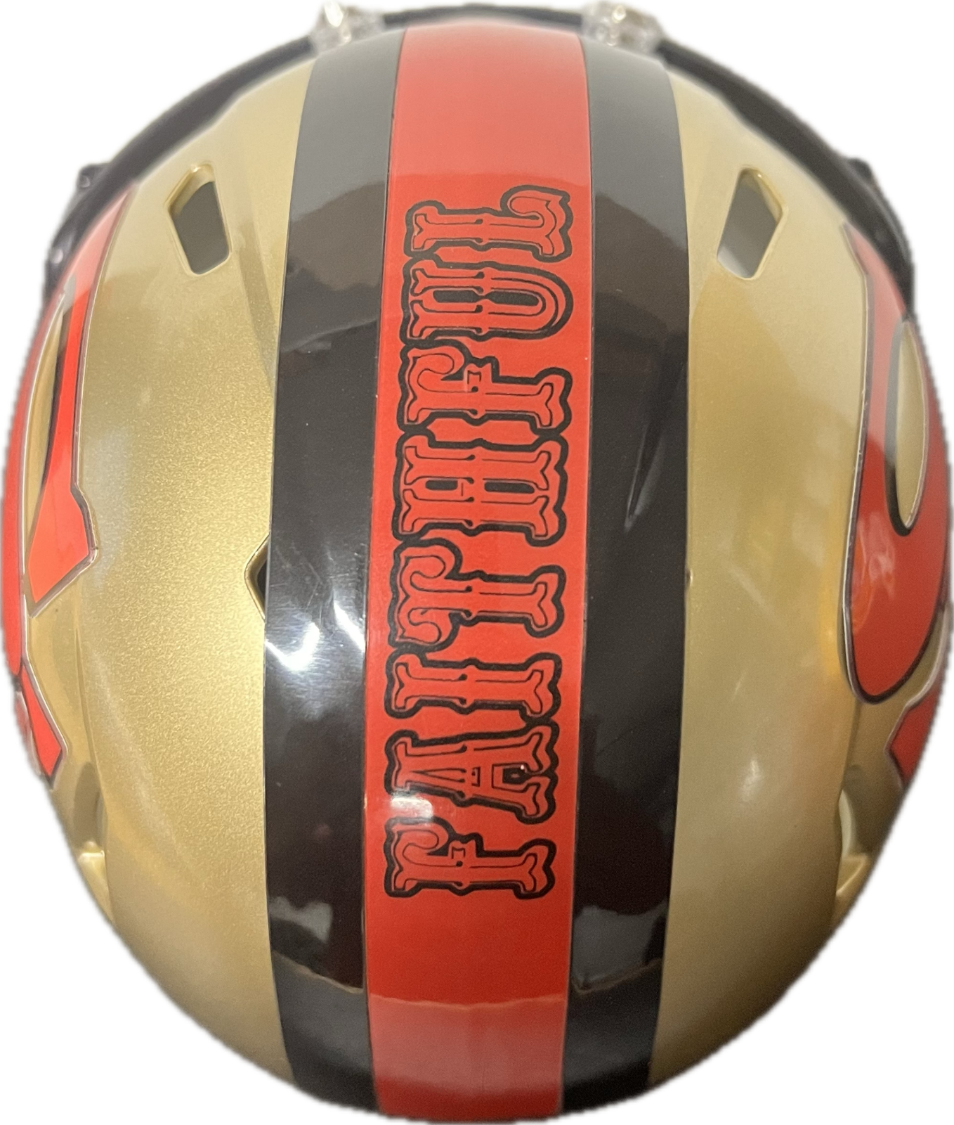 San Francisco 49ers Custom Mini Helmet Alternate decals on Gold